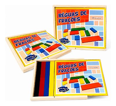 Brinquedos Educativos -réguas De Frações 55 Peças Em Madeira