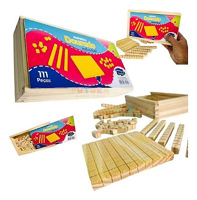 Material Dourado 111 Peças Madeira Educativo Ensino Escolar
