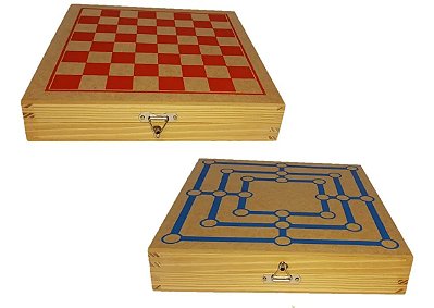 Conjunto Jogos 2x1 Dama Jogo De Trilha 42 Peças