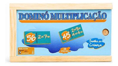 Dominó De Multiplicação Pedagógico 28 Peças Em Caixa Madeira