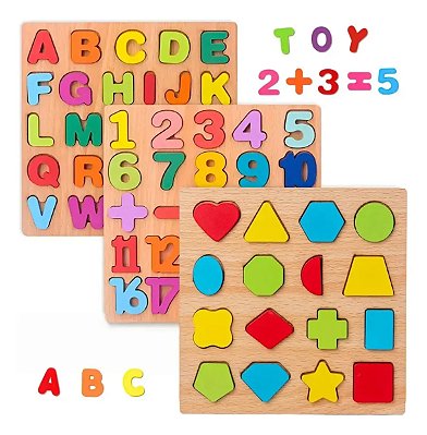 Kit 3 Jogos Brinquedos Educativos Numeros Letras Alfabeto Colorido