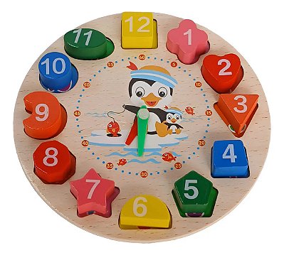 Relogio Brinquedo 12 Encaixes Didatico Educativo Madeira 17x17cm