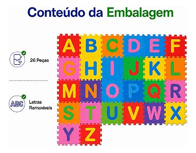 Tapete Tatame Infantil Eva Bebê Alfabeto 26Placas 30x30cm