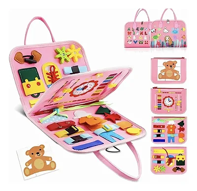Maleta Educativa Montessori Sensorial Brinquedo 25 Atividades Rosa