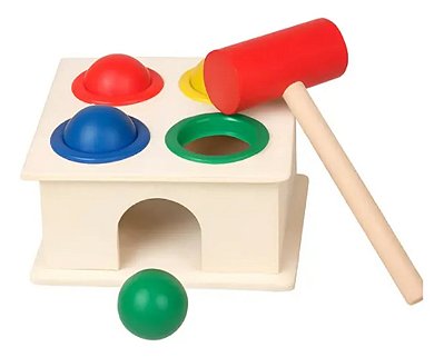 Brinquedo Educativo Madeira Bate Bolinha Sensorial Montesori