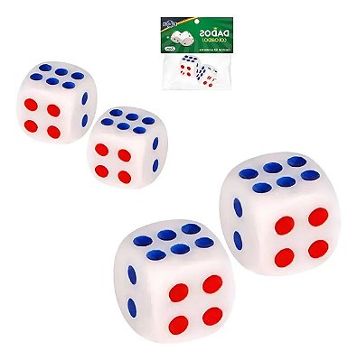 Kit Com 06 Pçs Dado Colorido 16mm Cor Branco