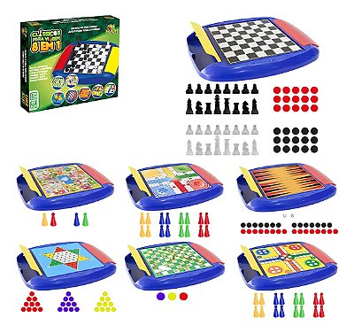 Jogo Tabuleiro 8 em1 Xadrez Damas Gamão Jogo do Ganso Ludo Escadas e Serpentes Damas Chinesas