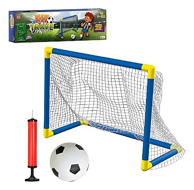 Kit Trave Golzinho Infantil Com Bola Bomba E Trave Azul