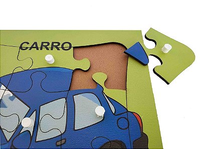Brinquedo Educativo Quebra Cabeça Com Pinos Carro 9 Peças