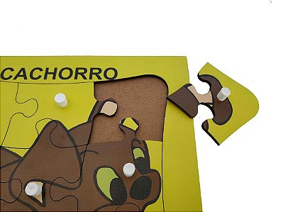 Brinquedo Educativo Quebra Cabeça Com Pinos Cachorro 9 Peças