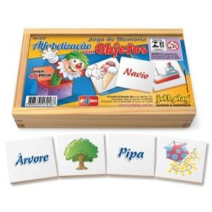 Jogo De Memória Alfabetização Com Objetos 40 Peças Escolar Infantil Aprendizado Lúdico