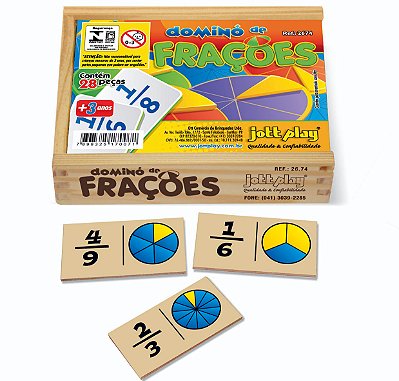 Brinquedo Educativo Dominó De Frações 28 Peças