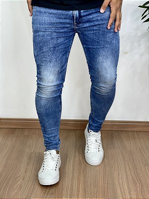 Calça Jeans Super Skinny Básica Escura Sem Rasgo - City Denim