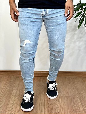 Calça Jeans Super Skinny Destroyed Stone Claro - Degrant