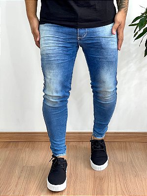Calça Jeans Super Skinny Detalhe Branco Lateral Sem Rasgo- Codi Jeans