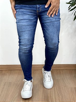 Calça Jeans Super Skinny Lavagem Escura Sem Rasgo - Degrant