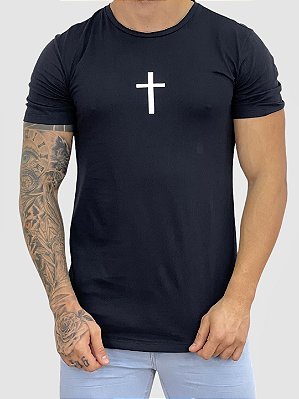 Camiseta Longline Preta Cruz Central - M.artt