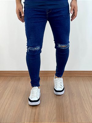 Calça Super Skinny Escura Rasgo no Joelho C1 - Colin Denim*