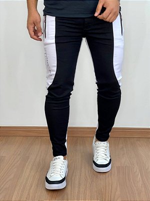 Calça Super Skinny Preta/Branca - Codi Jeans