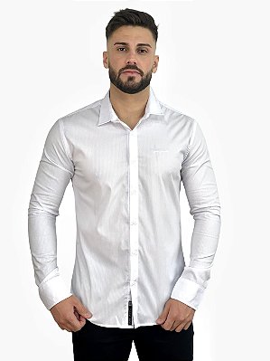 Camisa ML Canelada Tricoline Amelie Branca - Perpochi