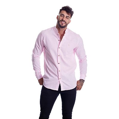 Camisa Social M/L Linho Rosa - Riviera Clothing