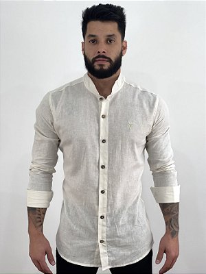 Camisa Social M/L Linho Bege - Riviera Clothing