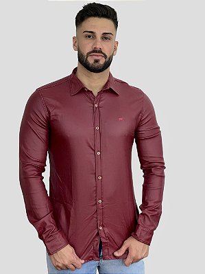 Camisa Vinho Resinada Manga Longa - M.artt