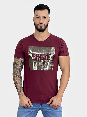 Camiseta Básica Bordô Logo Caixa Break Rules - Austin Club #