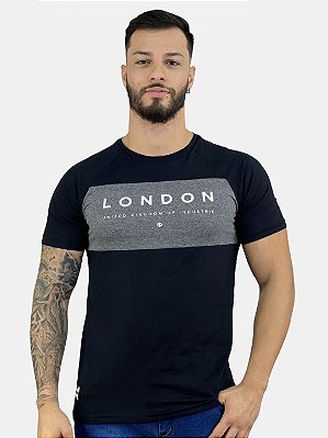 Camiseta Confort Preta Com Recorte London #