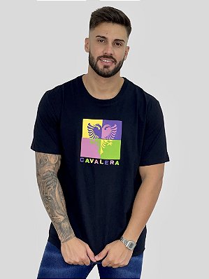 Camiseta Comfort Preta Color Block - Cavalera