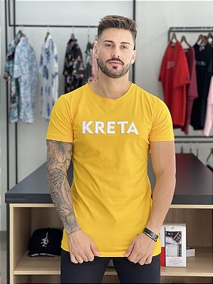 Camiseta Longline Amarela Pelo Fake - Kreta #