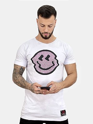 Camiseta Longline Branca Emoji Pedraria - Kreta Clothing [