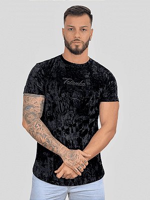 Camiseta Longline Preta Foam Name - Totanka