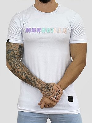 Camiseta Longline Branca Degrade Colorido - Maravilla