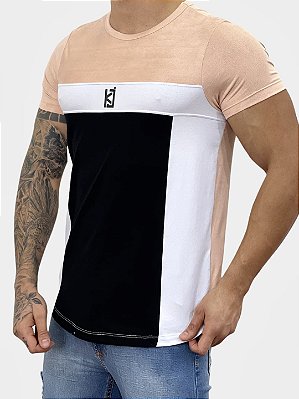 Camiseta Longline Salmao Recorte Suede - King Joy