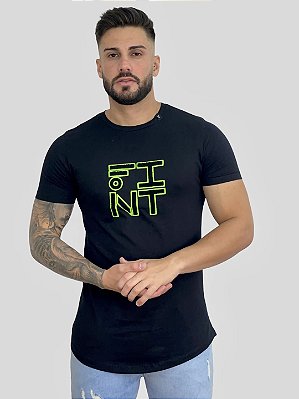 Camiseta Longline Preta Logo Chenille - Fint