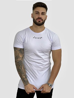 Camiseta Longline Branca Escritas Curva - Lacapa