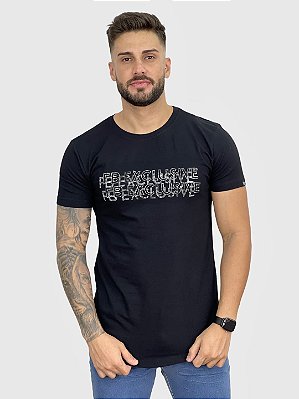 Camiseta Longline Preta Exclusive Strass - Fb Clothing %