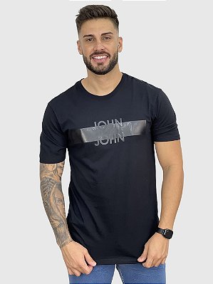 Camiseta Preta Escritas Transfer - John John