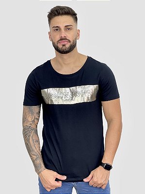 Camiseta Preta Estampa Plaque - John John