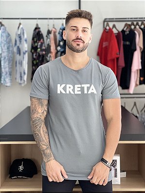 Camiseta Longline Cinza Pelo Fake - Kreta