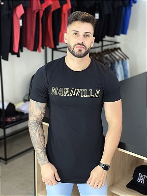 Camiseta Longline Preta College Amarelo - Maravilla