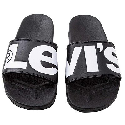 Chinelo Preto Slide Unissex Logo - Levi's