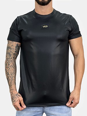 Camiseta Longline Preta Cirre Laser Cut - YED