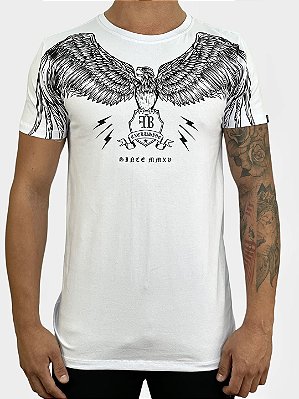 Camiseta Longline Branca Águia - Fb Clothing %