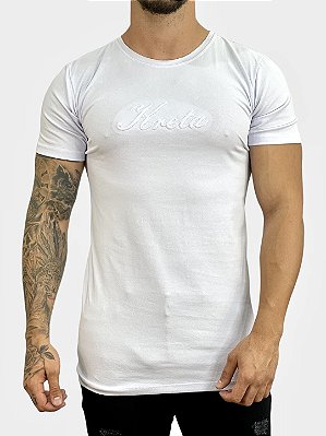 Camiseta Longline Branca Masculina Logo Relevo Kreta [