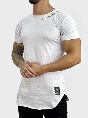 Camiseta Longline Masculina Branca Escritas Na Gola Kreta*#