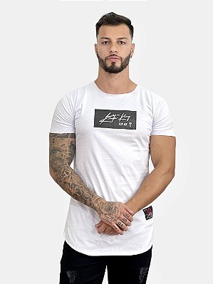 Camiseta Longline Masculina Branca Box Assinatura Kreta  [