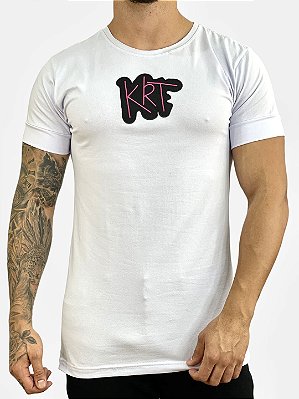 Camiseta Longline Masculina Branca Logo Chenille Kreta [