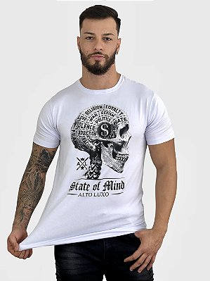 Camiseta Masculina Branca Skull Money*